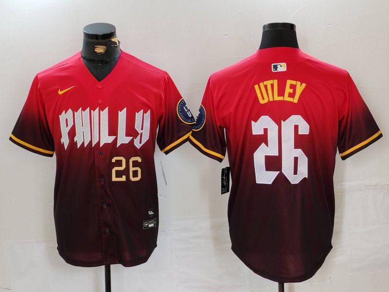 Men Philadelphia Phillies #26 Utley Red City Edition 2024 Nike MLB Jersey style 3